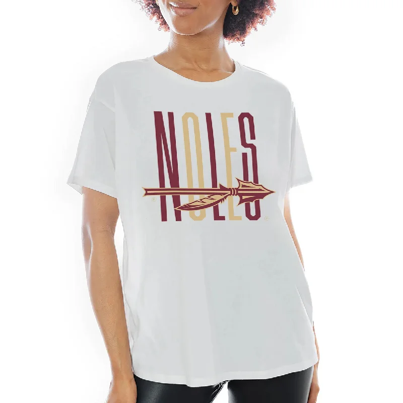 Capri Designs Women's Noles Spear Design Oversized Short Sleeve T-shirt - White