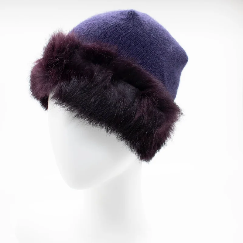 CASHMERE HAT WITH FUR BAND