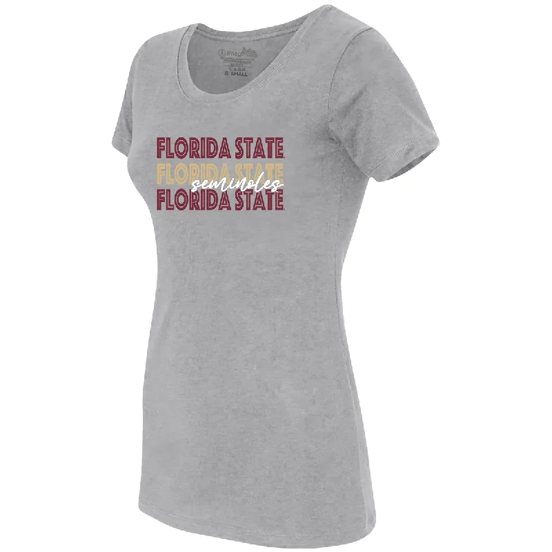 Image One Women's Repeat Florida State Seminoles Design Short Sleeve T-shirt - Grey