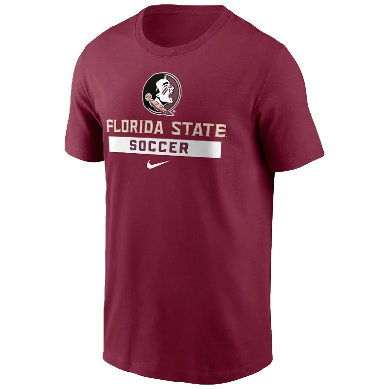 Nike Men's Seminole Logo/Florida State Soccer Design Short Sleeve Cotton T-shirt - Garnet