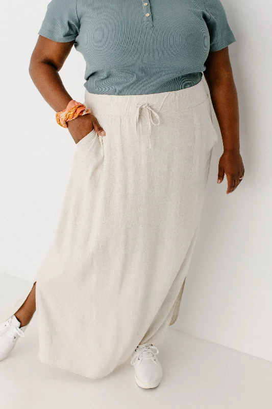 Plus 'Winslet' Waist Tie Maxi Skirt in Natural FINAL SALE