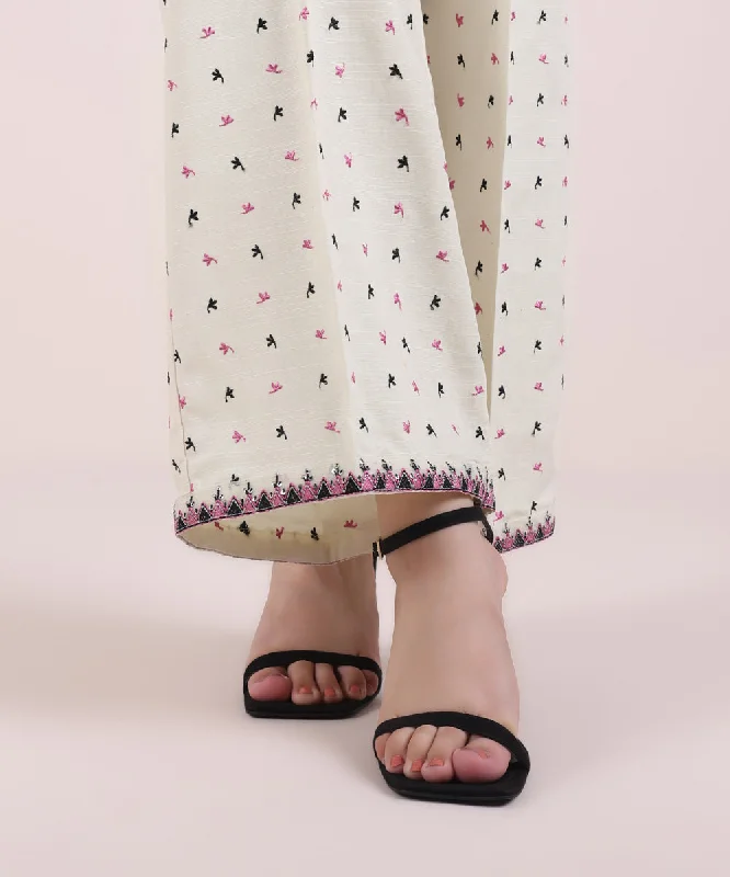 Embroidered Raw Silk Culottes