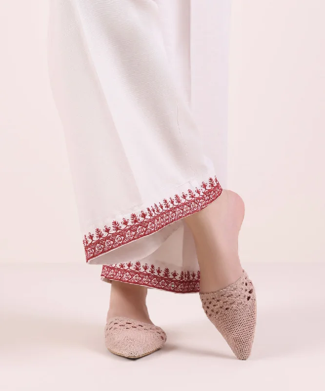 Embroidered Raw Silk Culottes