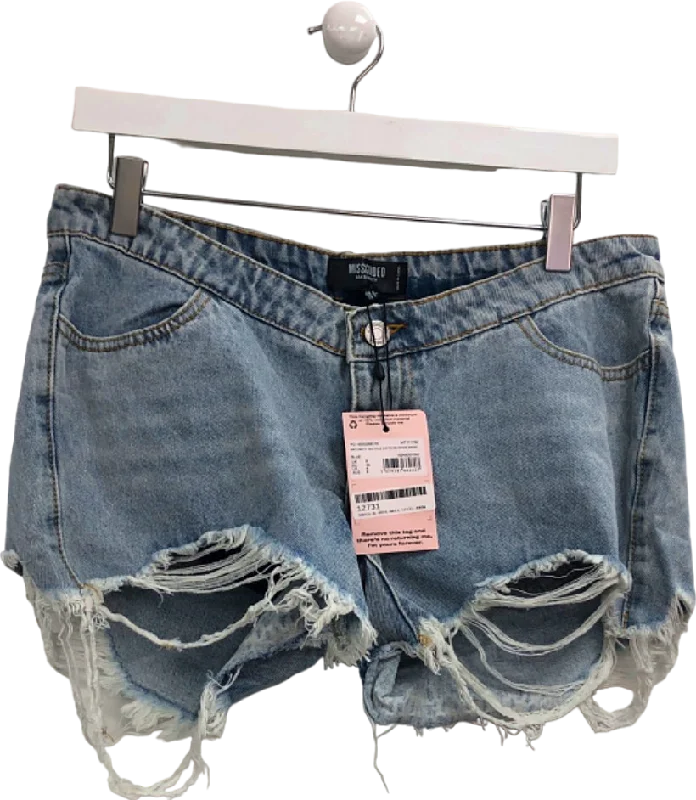 Missguided Blue Distressed Maternity Denim Shorts UK 8