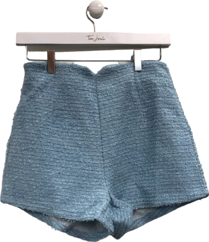 Blue Tweed High-Waist Shorts EU 36