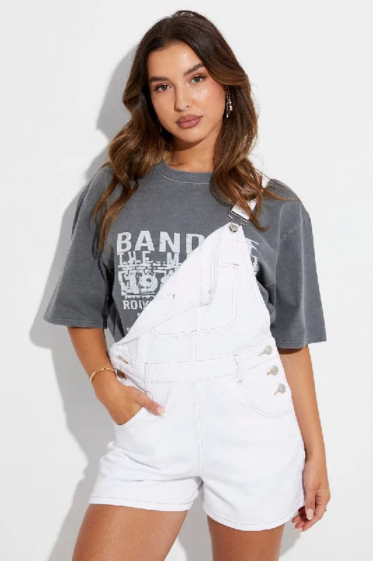 White Denim Overall