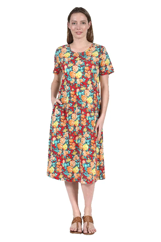 La Cera Floral Printed A-Line Dress