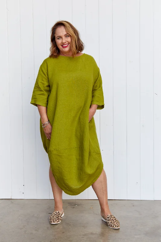 SCALLOP DRESS ACIDE GREEN