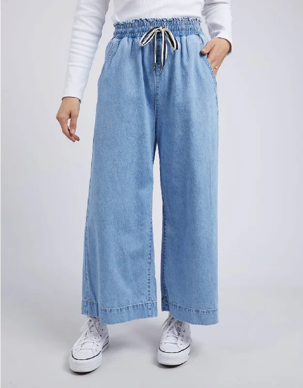 Greta Wide Leg Pant - Mid Blue Denim