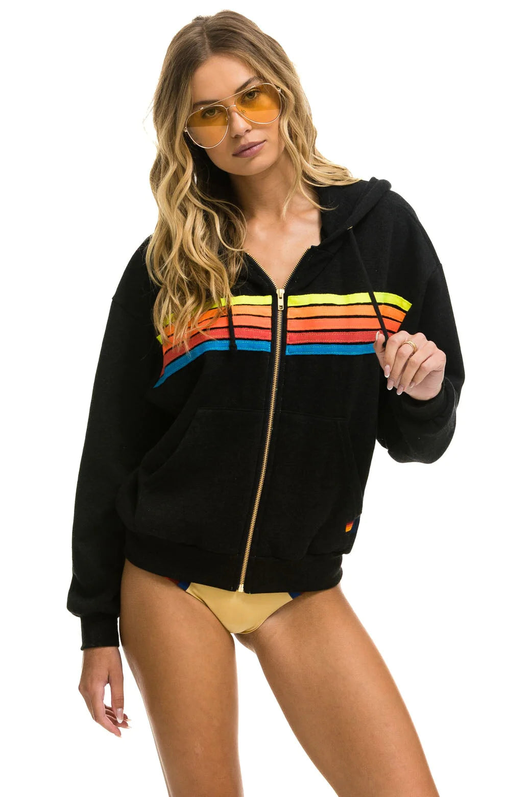 5 Stripe Relaxed Zip Hoodie