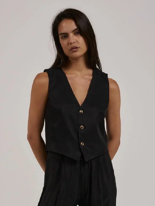 Agnes Cupro Vest - Black