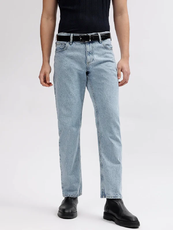 Lindbergh Men Blue Solid Oversized Mid-Rise Jeans