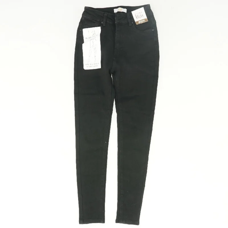 Black Solid High Rise Skinny Leg Jeans