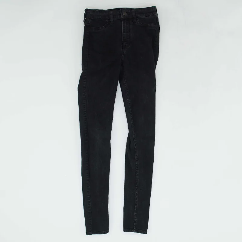 Black Solid High Rise Skinny Leg Jeans