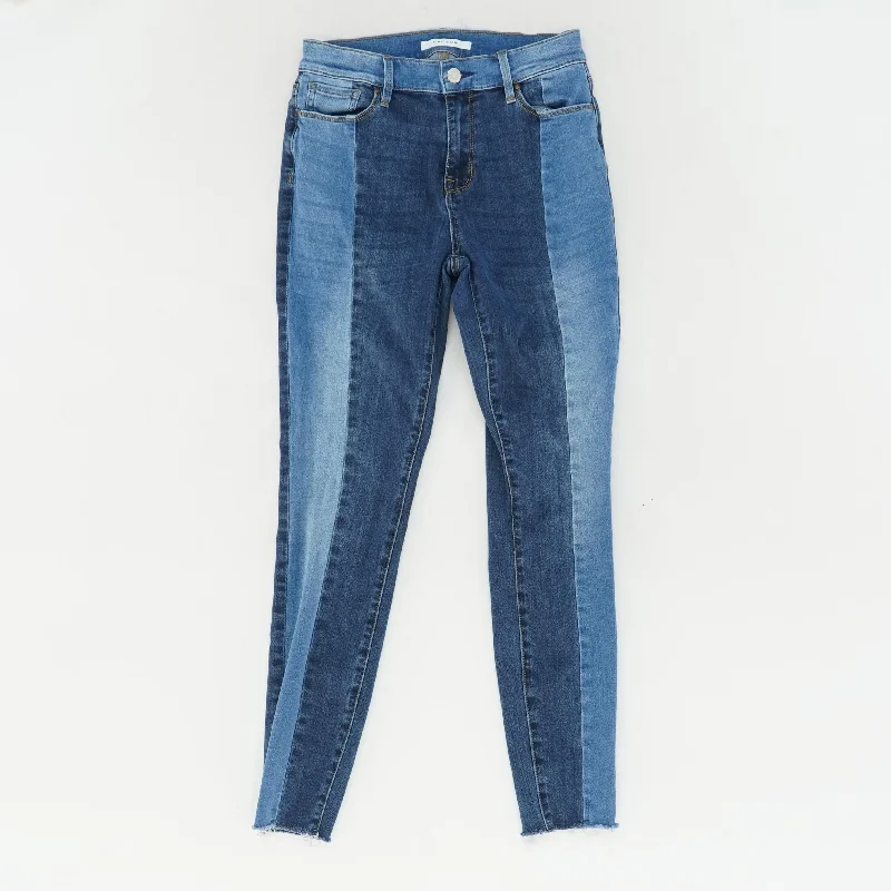 Blue Color Block High Rise Skinny Leg Jeans