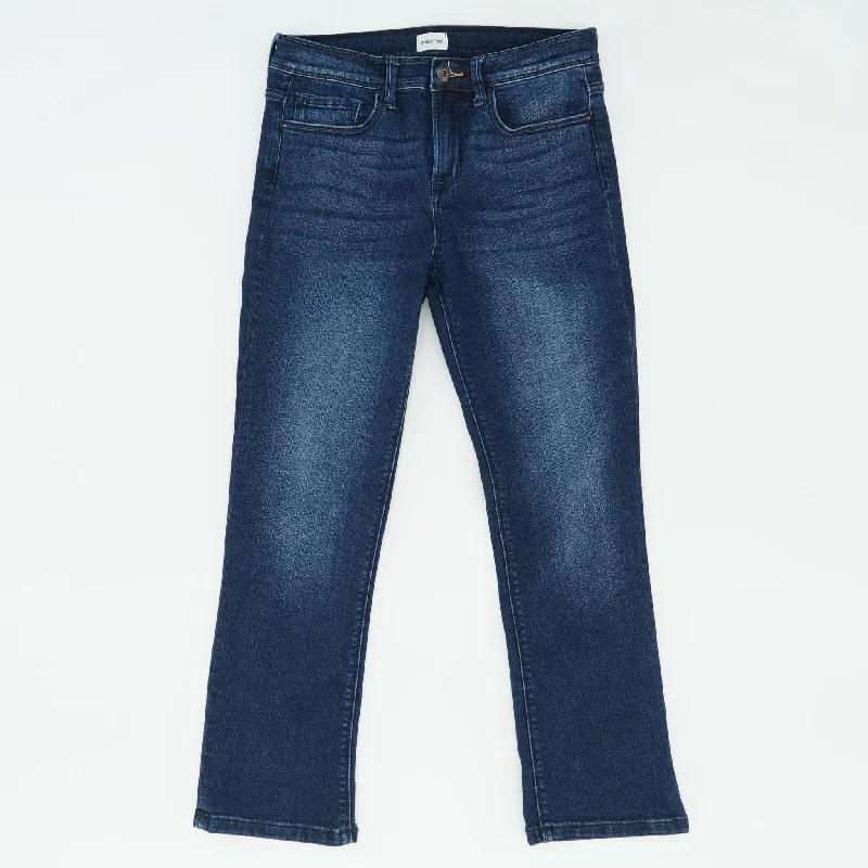 Blue Solid Bell Bottom Jeans