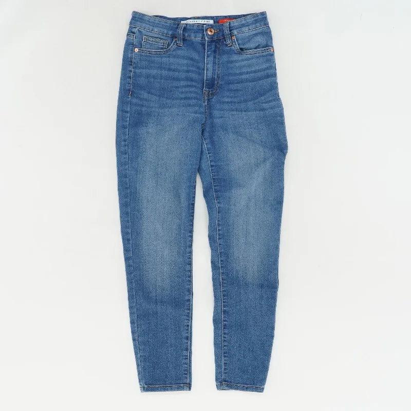 Blue Solid High Rise Skinny Leg Jeans