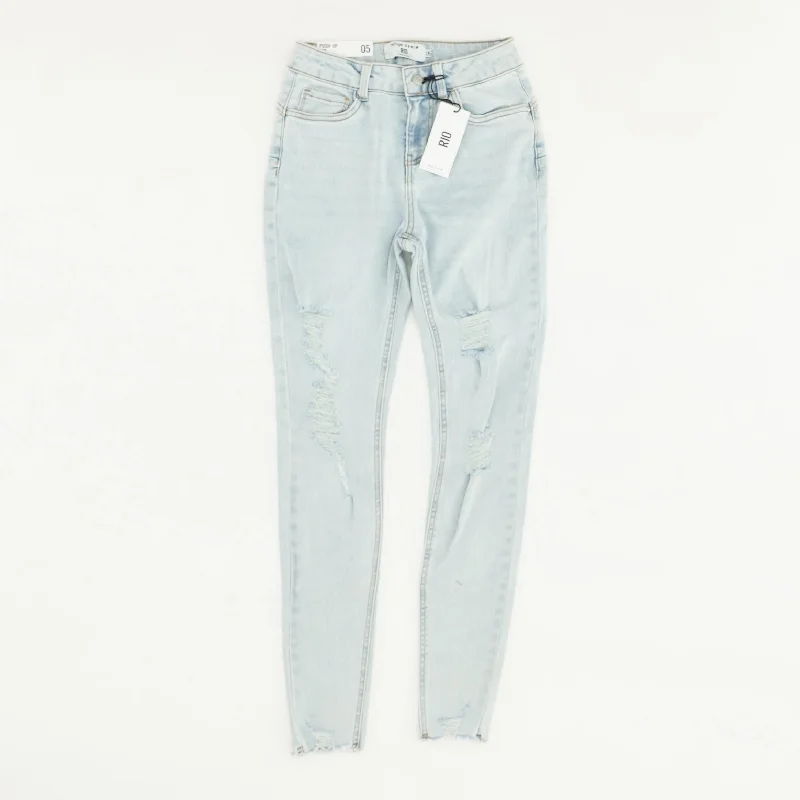 Blue Solid Mid Rise Skinny Leg Jeans