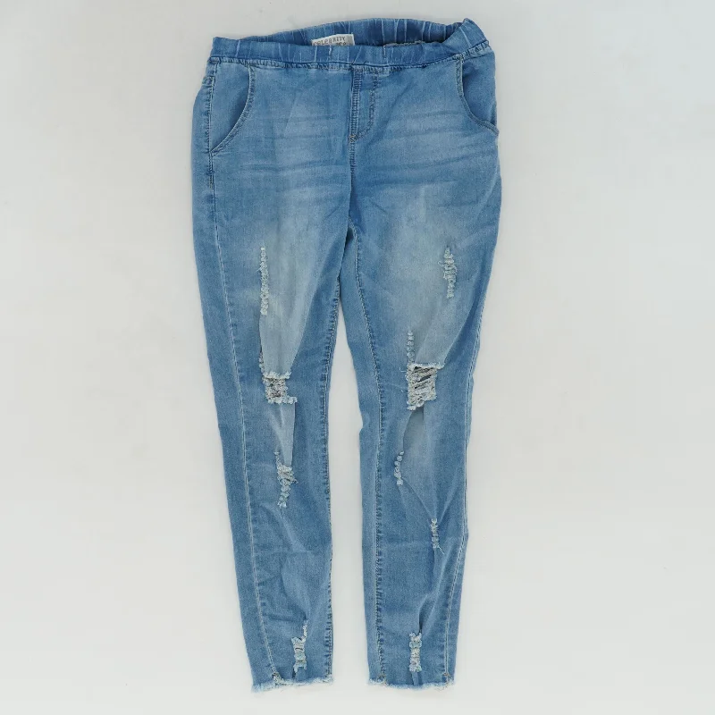 Blue Solid Skinny Leg Jeans