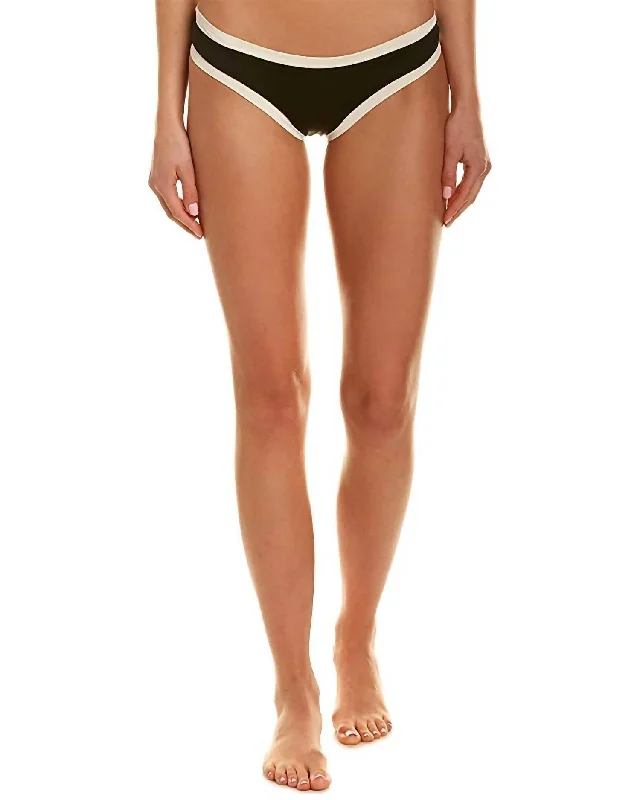 Domino Hart Trim Bikini Bottom In Black/white