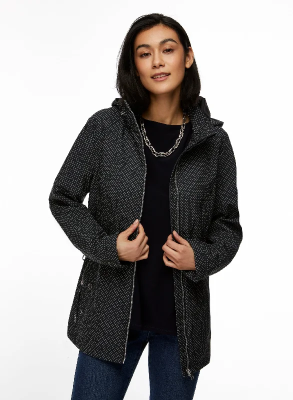 Dot Motif Zip Front Coat