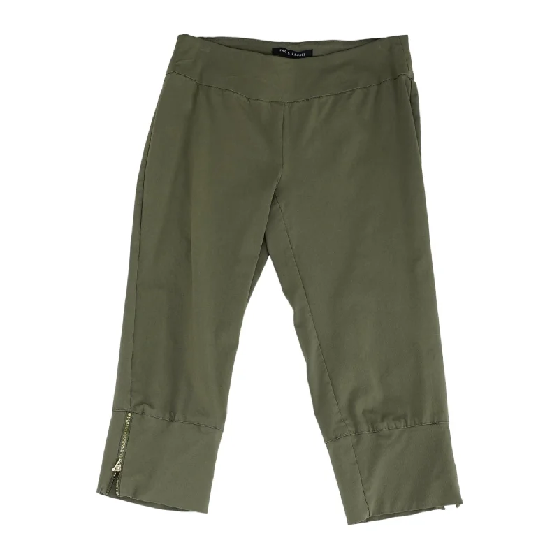 Green Solid Capri Pants