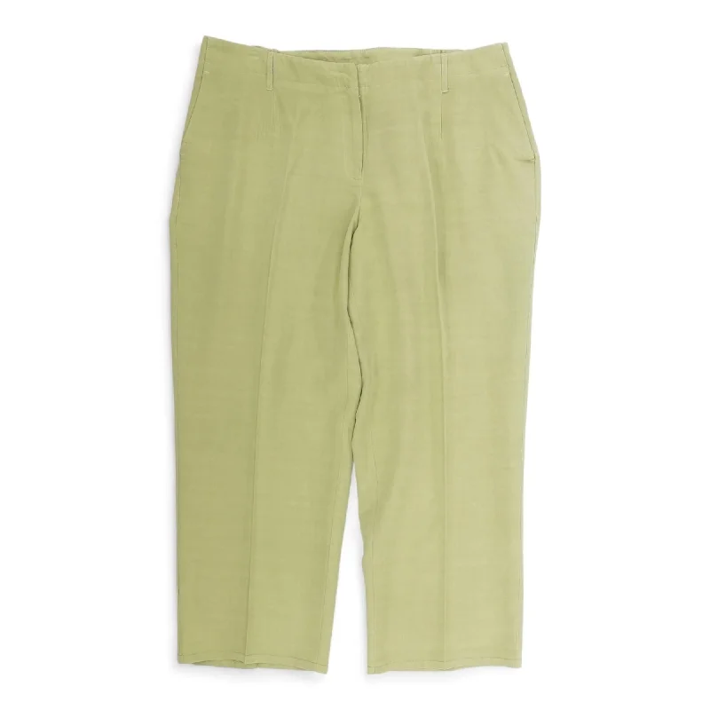 Green Solid Dress Pants