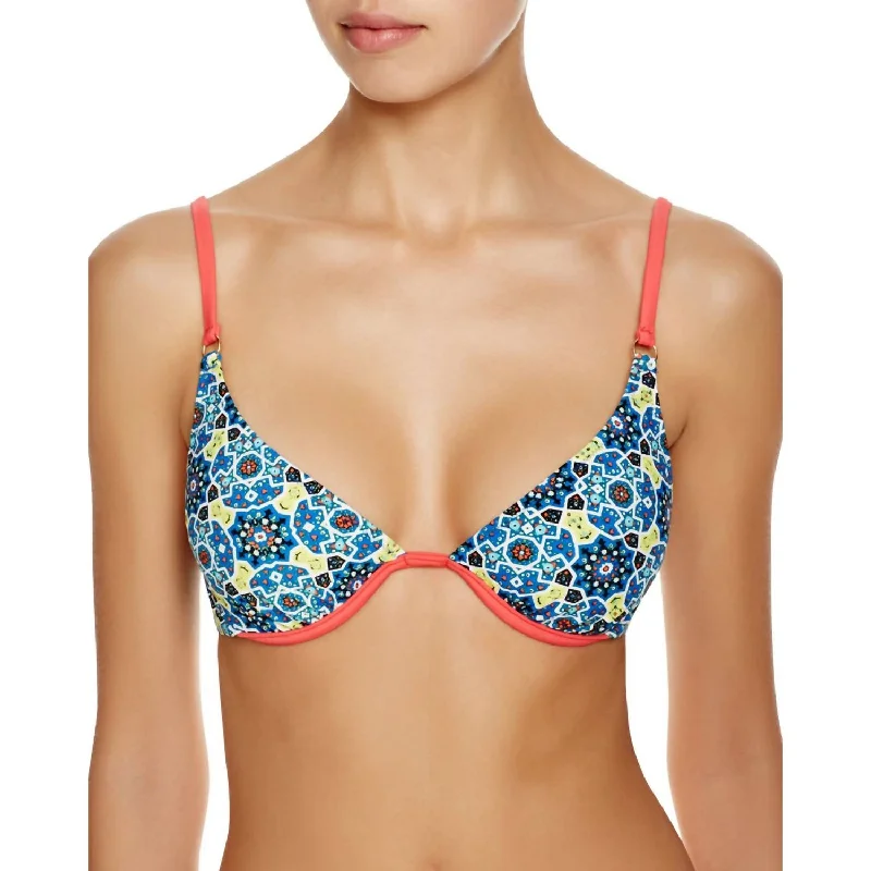 Gypsianna Geometric Triangle Cup Bikini Top In Multicolor