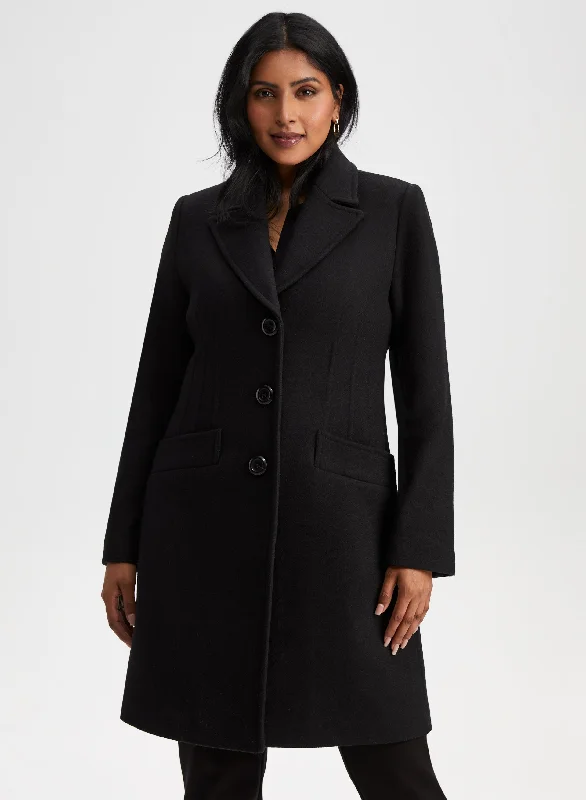 Mid-Length Wool Blend Coat