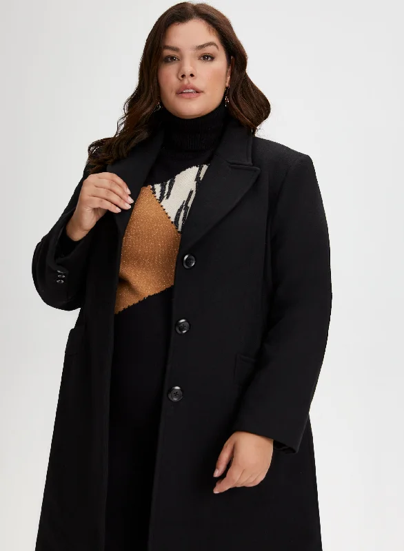 Mid-Length Wool Blend Coat