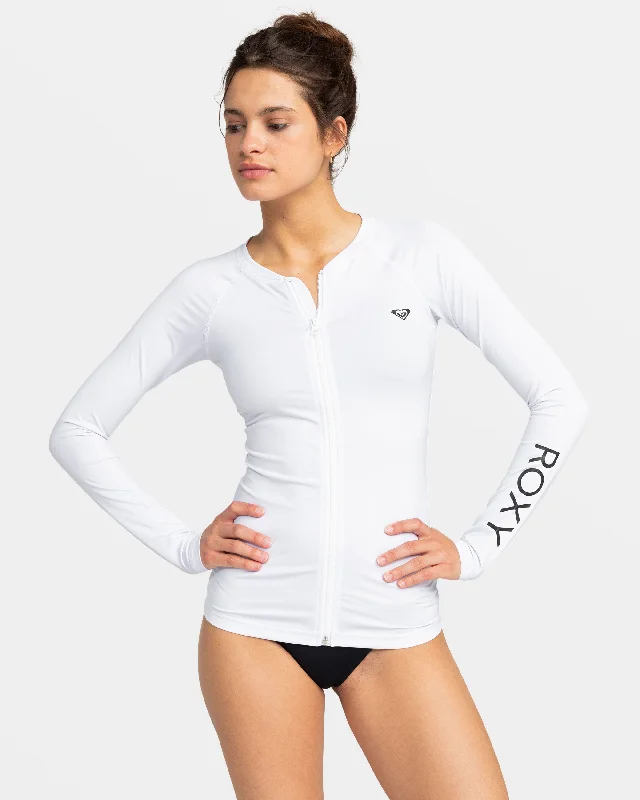 New Essentials Long Sleeve Zip-Up Rashguard - Bright White