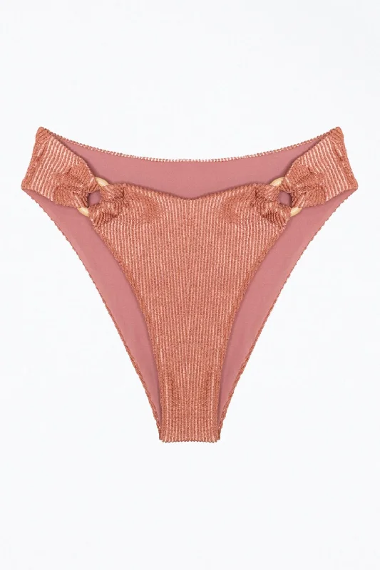 Rebecca Ribbed O-Ring Bikini Bottom In Blush