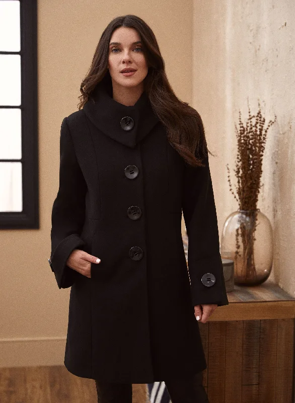 Stretch Wool Blend Coat