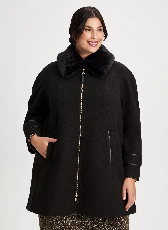 Stretch Wool Blend Coat