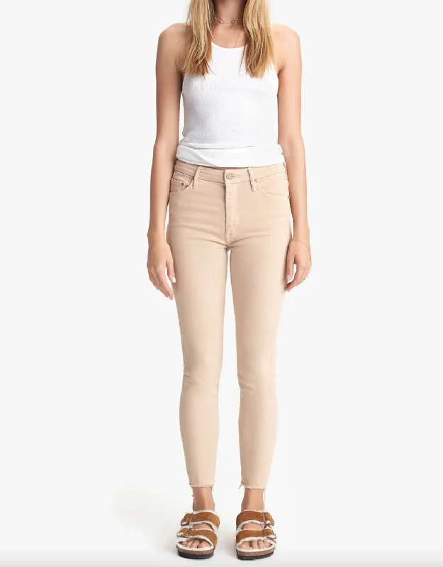 The High Waisted Looker Ankle Fray - Khaki