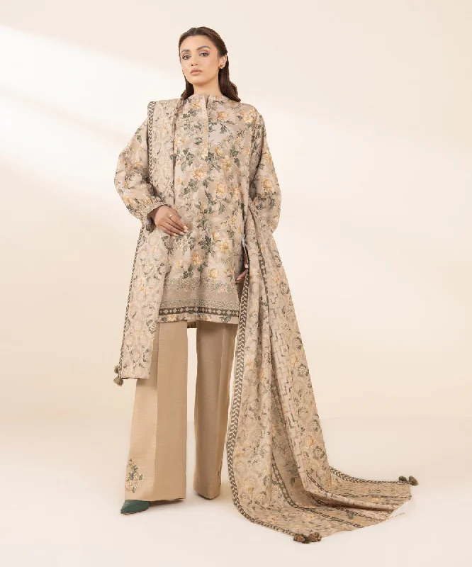 3 Piece - Embroidered Khaddar Suit