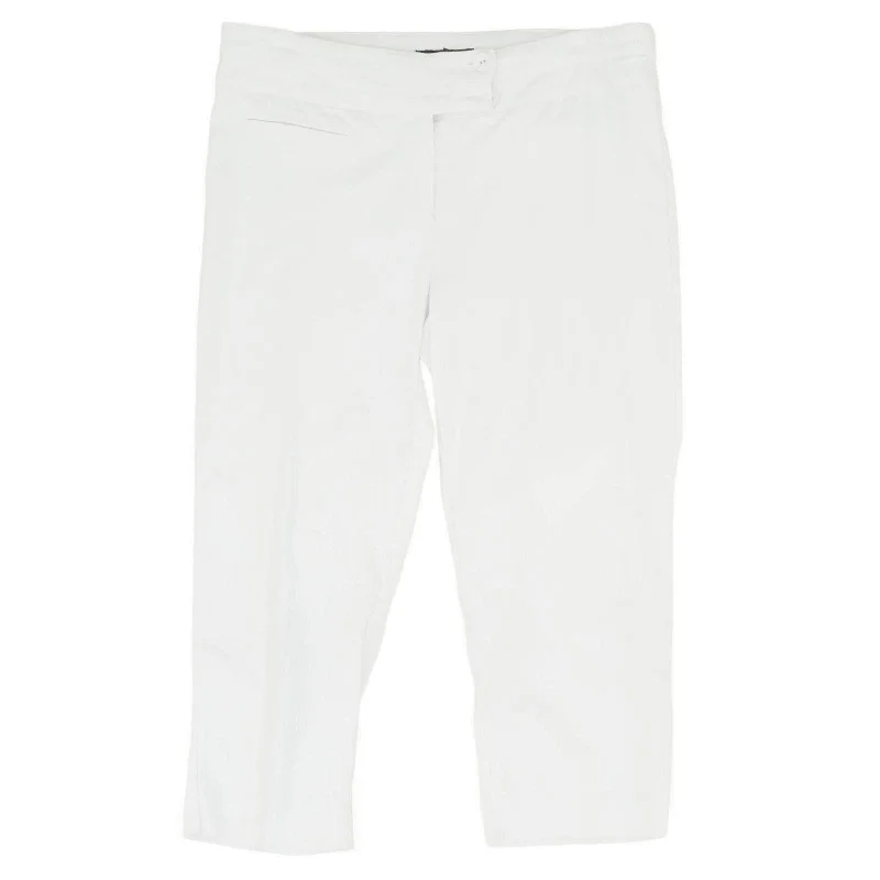 White Solid Capri Pants