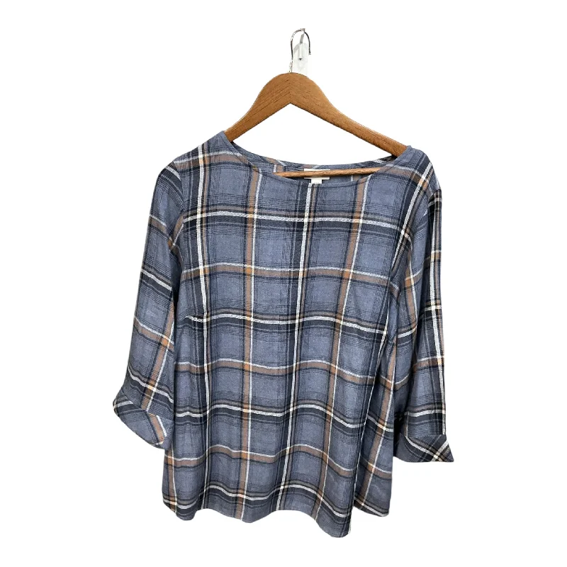 Top 3/4 Sleeve By J. Jill In Plaid Pattern, Size: Xl