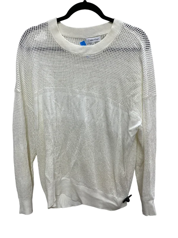 Top Long Sleeve Basic By Calvin Klein In White, Size: Xl