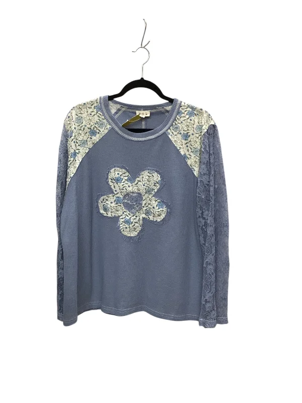 Top Long Sleeve By Pol In Blue, Size: L