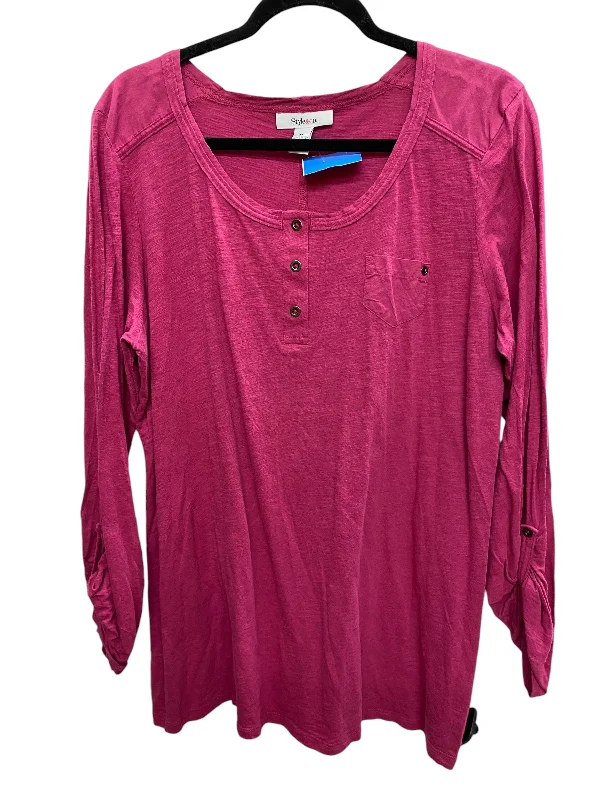 Top Long Sleeve By Style And Company In Pink, Size: Xl