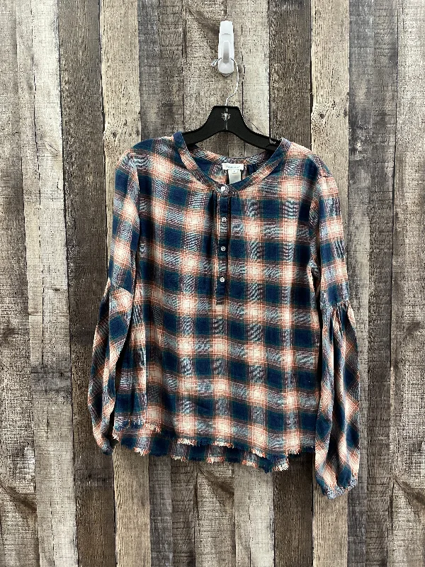 Top Long Sleeve By Sundance In Plaid Pattern, Size: M