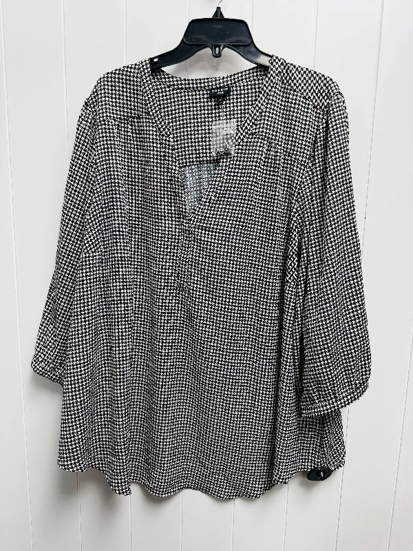 Top Long Sleeve By Torrid In Black & White, Size: 4x