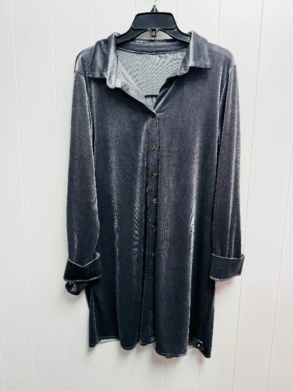 Tunic Long Sleeve By Clothes Mentor In Grey, Size: Xl