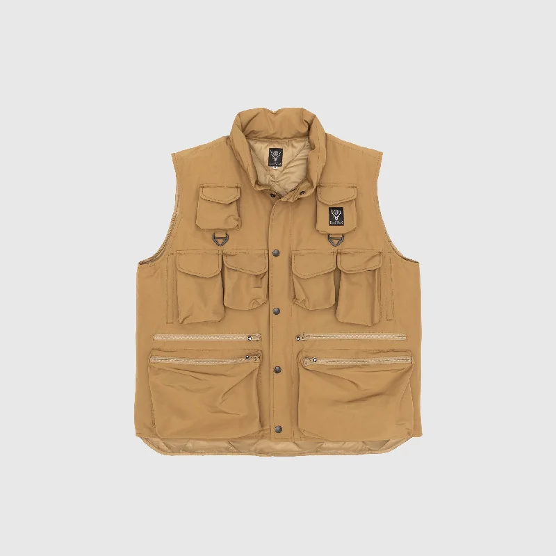 GROSGRAIN MULTI-POCKET ZIPPED DOWN VEST