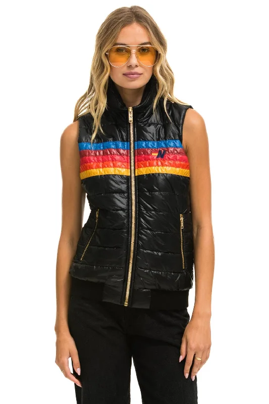 WOMEN'S 5 STRIPE VEST - GLOSSY BLACK