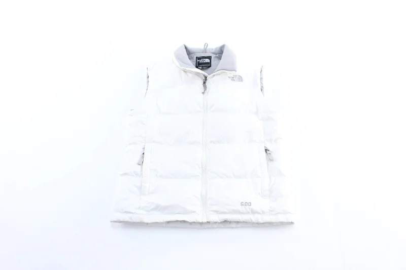 Women's The North Face 600 Embroidered Logo White Zip Up Vest