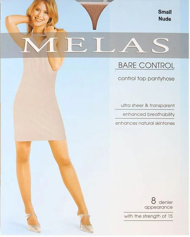 Melas Bare Control 8 Denier Stockings - Jet Black AS-614